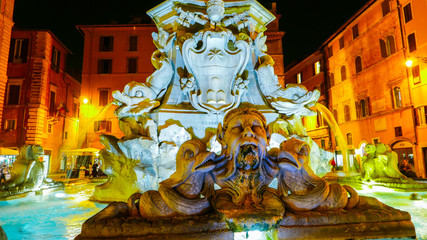 The fountain at the Pantheon in Rome - beautiful at night