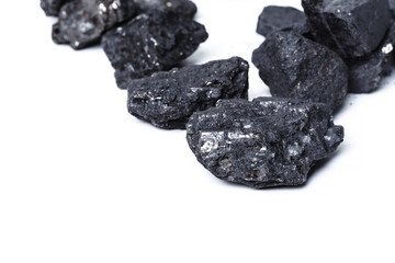 Natural wood charcoal Isolated on white