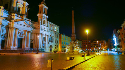 Obraz premium The Navona Square in Rome called Piazza Navona - great night view