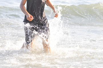 girl's running on the beach