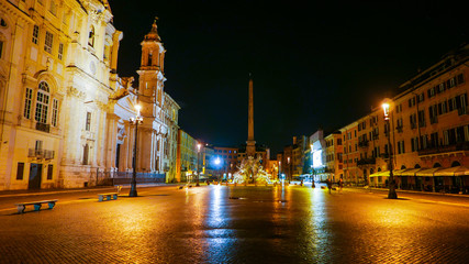 Beautiful Piazza Navona in Roma - the Navona Square is a tourist attraction