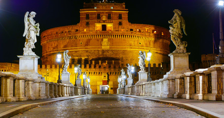 The amazing Angels Bridge to Castel Sant Angelo in Rome