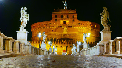 The amazing Angels Bridge to Castel Sant Angelo in Rome