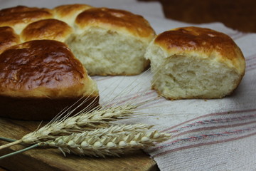 Homemade pies on a wooden board