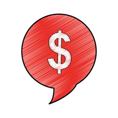 communication bubble with money icon over white background. vector illustration