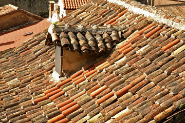 Roof of house in Kotor. Montenegro