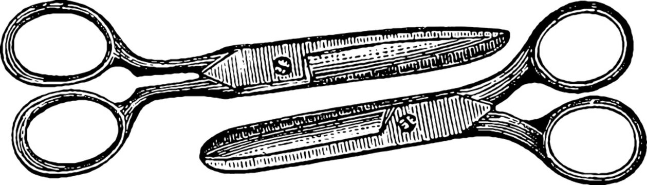 black scissors, vintage style, cutting tool clip art preview