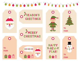 Christmas and New Year isolated gift tags set