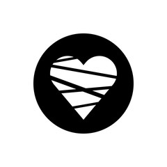 Black and white broken heart icon