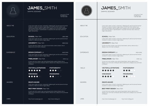 Flat Resume with Infographics and Timeline. Vector Illustration

