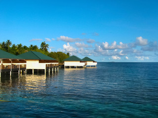 Over water bungalows and the blue sea