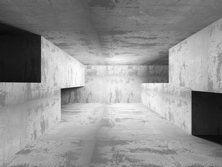 Fototapeta premium Empty dark concrete room interior. Architecture urban background