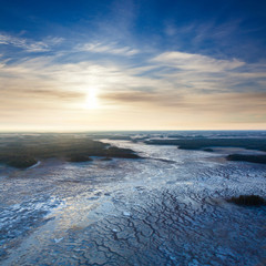frozen swamp, top view