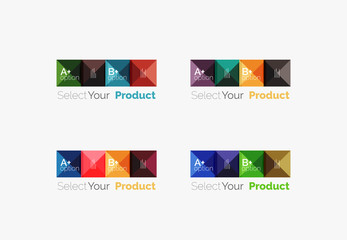 Set of abstract square interface menu navigation button
