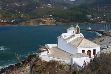 Fototapeta premium Skopelos town, Skopelos island, Sporades island, Greek island, Thessaly, Aegean Sea, Greece 