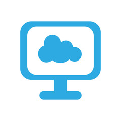 monitor computer with cloud storage icon on screen over white background. vector illustration