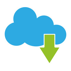 cloud storage with download arrow icon over white background. vector illustration