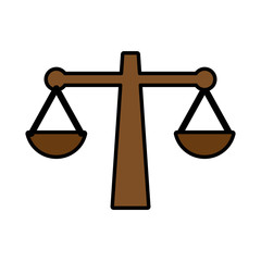 law scale icon over white background. vector illustration