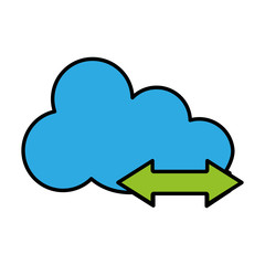 cloud storage with sharing arrow icon over white background. vector illustration