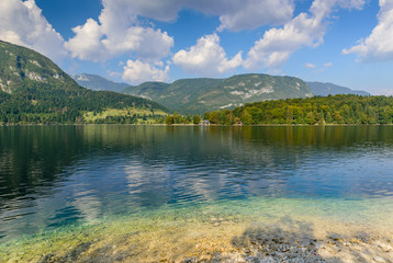 Fototapeta premium The picturesque lake Bohinj in national Park Triglav, Julian Alps, Slovenia.