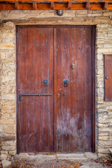 Close up of an old wooden door.