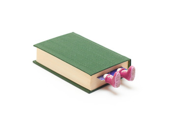 Book and boots jut out