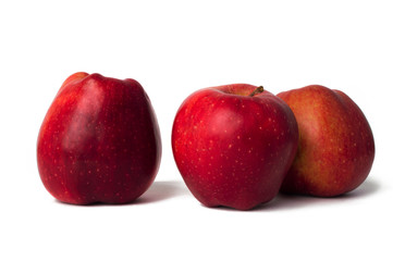 Healthy fresh red apple on the white background