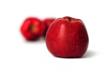 Healthy fresh red apple on the white background