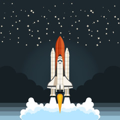 Obraz premium Shuttle Launch. Spaceship and space background. Projects template for business