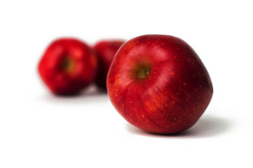 Healthy fresh red apple on the white background