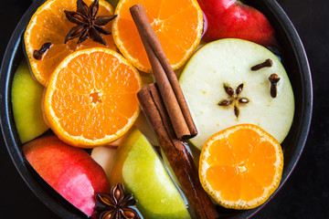apple orange cider (punch) in pan