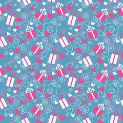 Holiday seamless pattern Valentine's Day with gifts