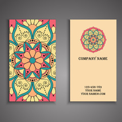 Business Card. Vintage decorative elements. Ornamental floral bu