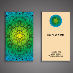 Business Card. Vintage decorative elements. Ornamental floral bu