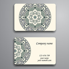 Business Card. Vintage decorative elements. Ornamental floral bu