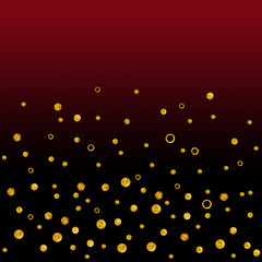 Greeting time. Gold colors dots like snowfall. Watercolor hand painted isolated on gradient with black and red colors luxury background.