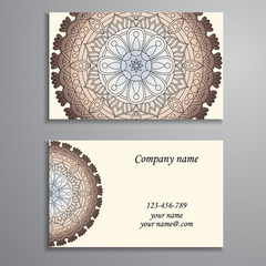 Business Card. Vintage decorative elements. Ornamental floral bu