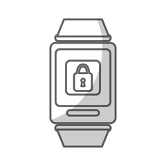 silhouette of smart watch with padlock icon on screen over white background. wearable technology devices design. vector illustration