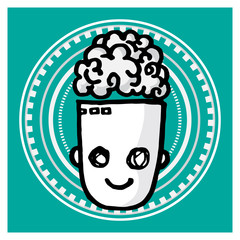 computer brain man cartoon vector character