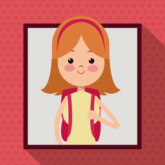 girl with bag student frame dot shadow background vector illustration eps 10