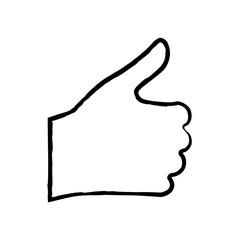 silhouette of human hand with finger up good expression over white background. vector illustration