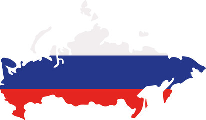 Russia map with flag
