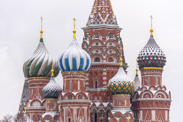 St. Basil Cathedral in Moscow in winter day - Russia