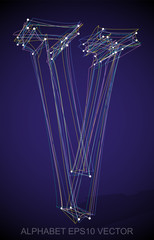 Vector illustration of a Multicolor sketched V. Hand drawn 3D V.