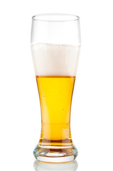 Glass of beer isolated on white background