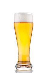 Glass of beer isolated on white background