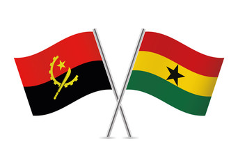 Angola and Ghana flags. Vector illustration.