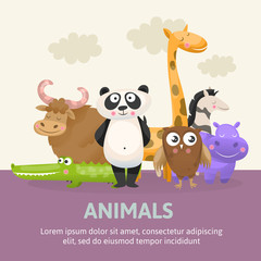 Obraz premium Poster with zoo animals vector