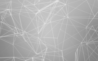 3D Abstract Polygonal White Background with Low Poly Connecting Dots and Lines - Connection Structure - Futuristic HUD Background