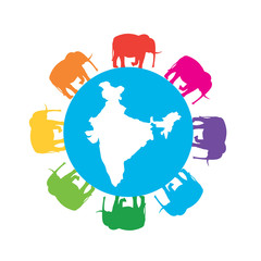 Map of India in the circle.